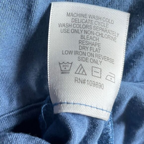 Seven7 Sheer Back Twist Hem Blue Blouse M - Picture 9 of 13